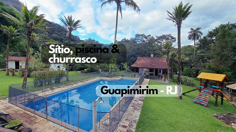 Paradisíaco, piscina e churrasqueira em Guapimirim