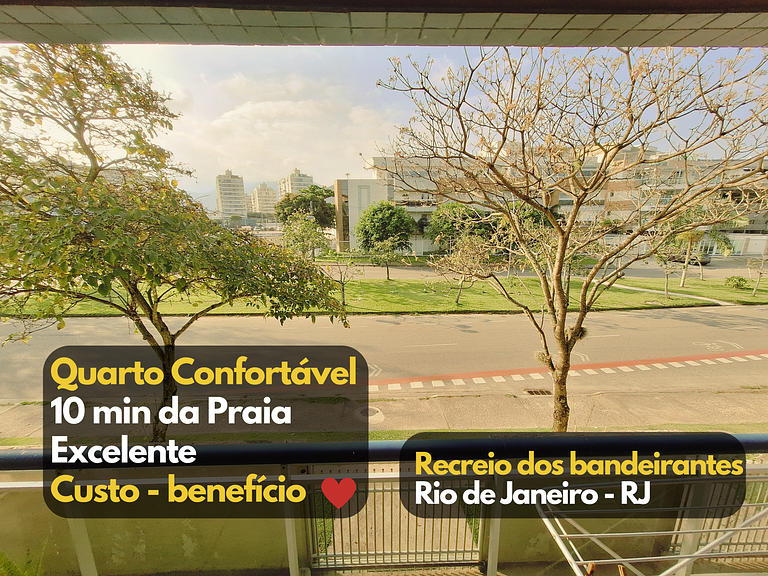 Quarto em Apto confortável 10 min da praia do Recreio RJ pro