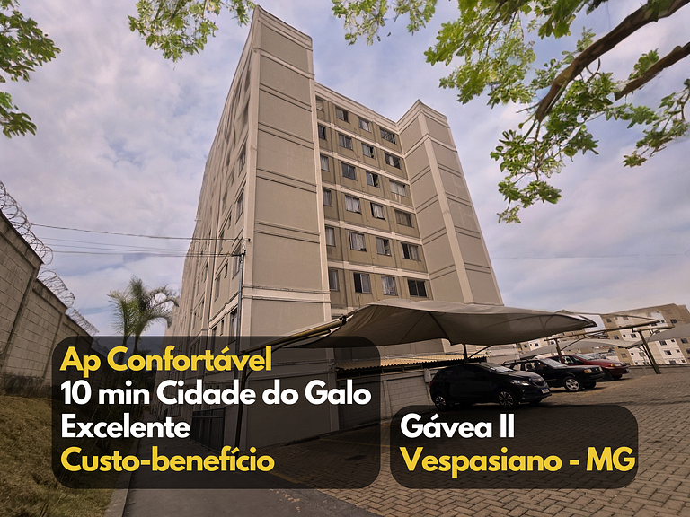 Apartamento 2 quartos à 10 min da Cidade do Galo