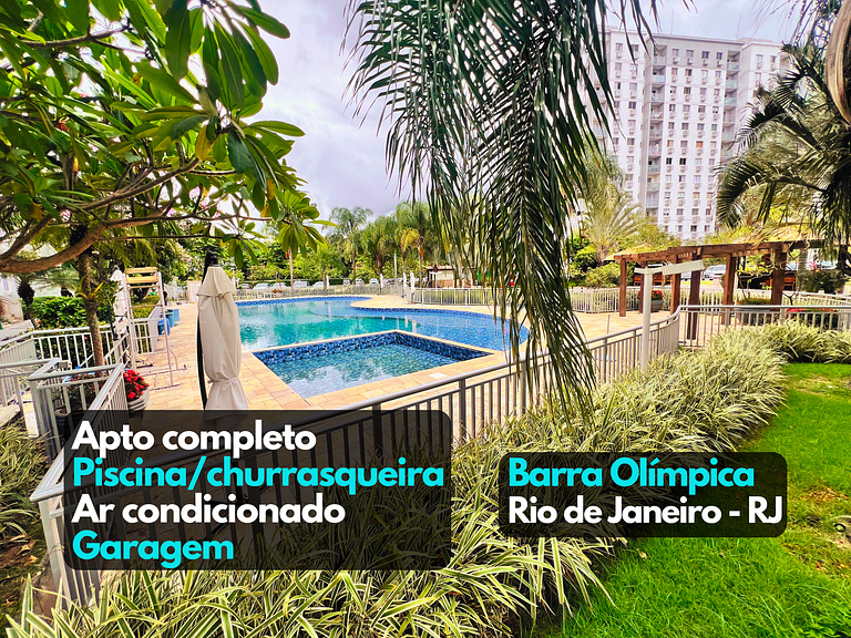 Apto completo Ar garagem piscina Barra Olímpica RJ prox ao R