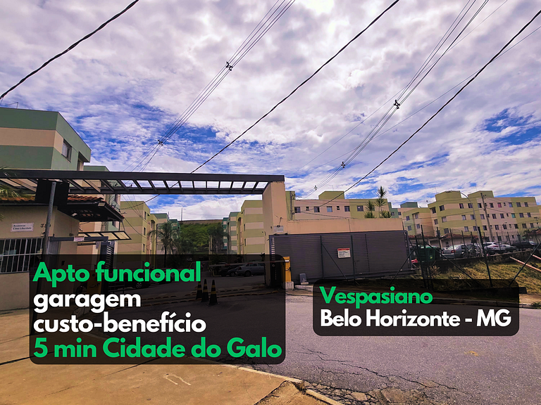 Apto confortável 2 quartos garagem Vespasiano BH