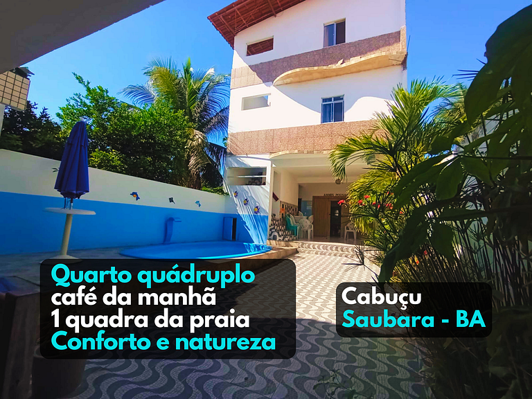 Suíte 4 casal em Pousada, Praia de Cabuçu BA