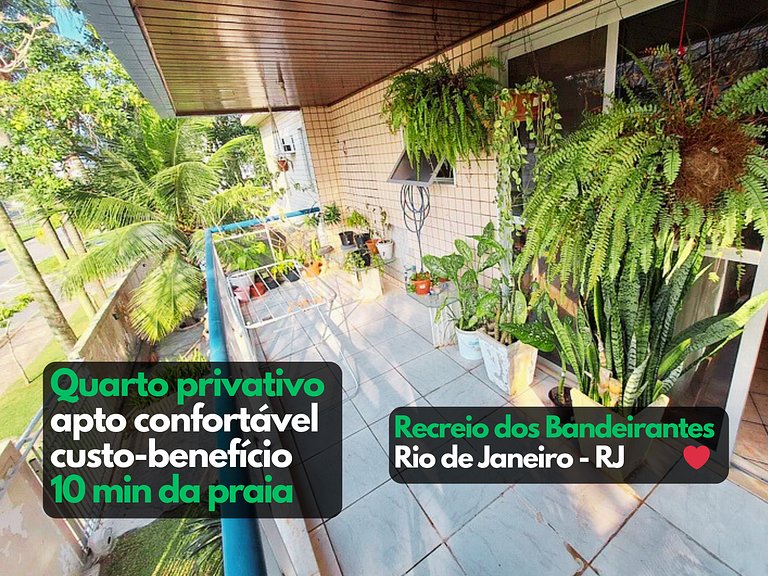 Quarto em Apto 10 min praia do Recreio RJ prox ao Rock in Ri