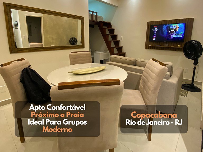 Apt moderno acogedor cuadra playa Copacabana
