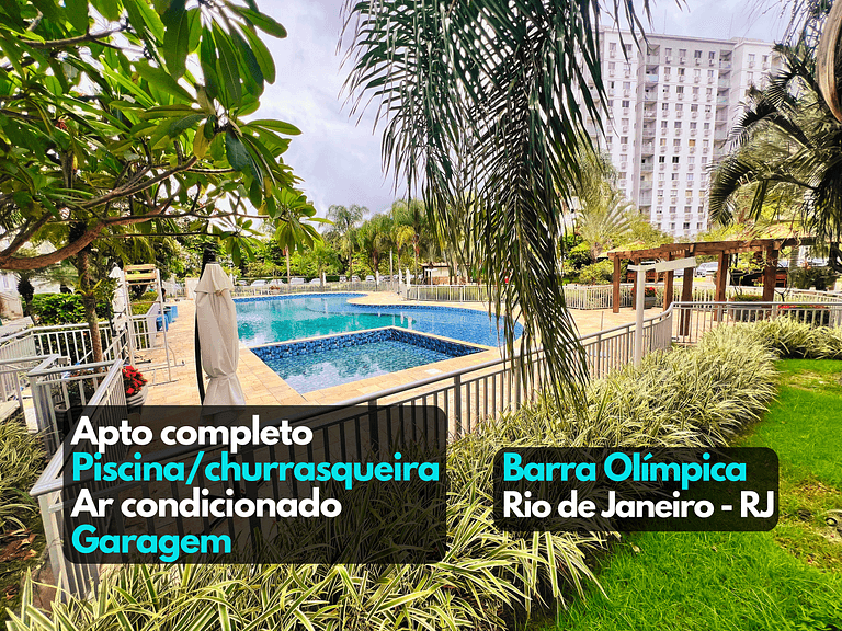 Apto completo Ar garagem piscina Barra Olímpica RJ