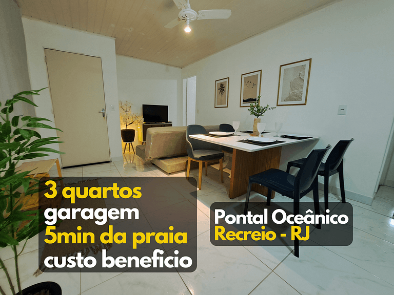 Comfortable 3 bedrooms 5 min from Recreio Beach - - next to