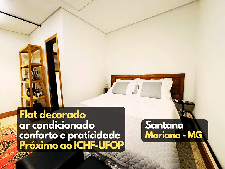 Flat1 decorado ar condicionado próx UFOP Mariana MG