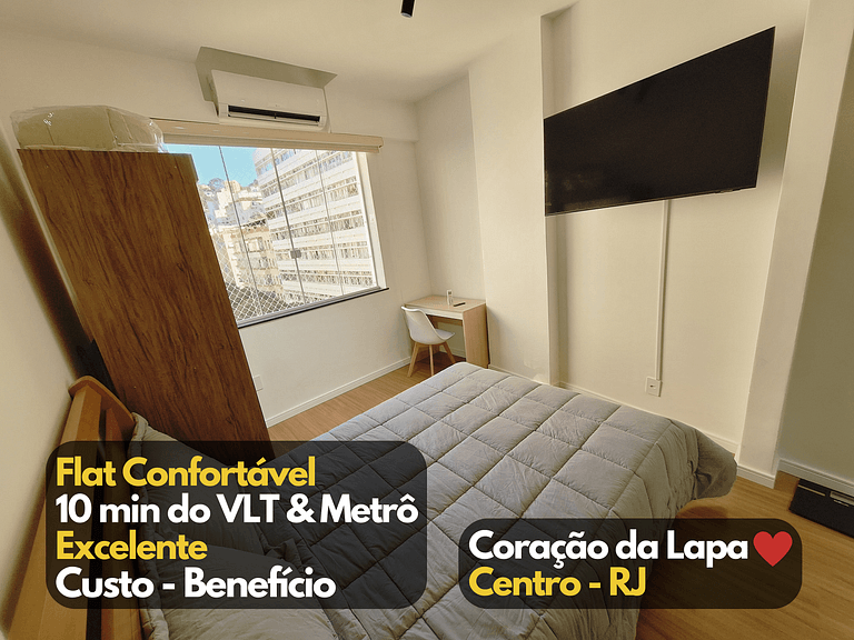 Incrível Flat, Novinho c/ ar completo Lapa RJ