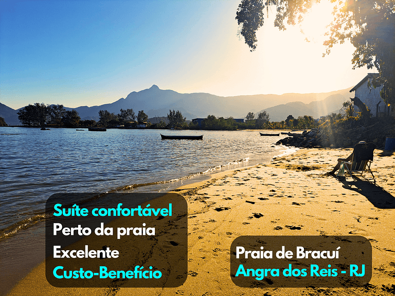 Suíte1 Simples com AR confortável Praia de Bracuí