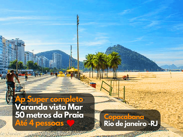 Super Completo quadra da praia Vista Mar Varanda Copacabana